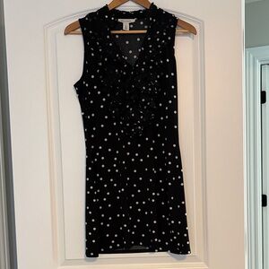 White House Black Market Medium Polka Dot Ruffle Sleeveless Tunic Top